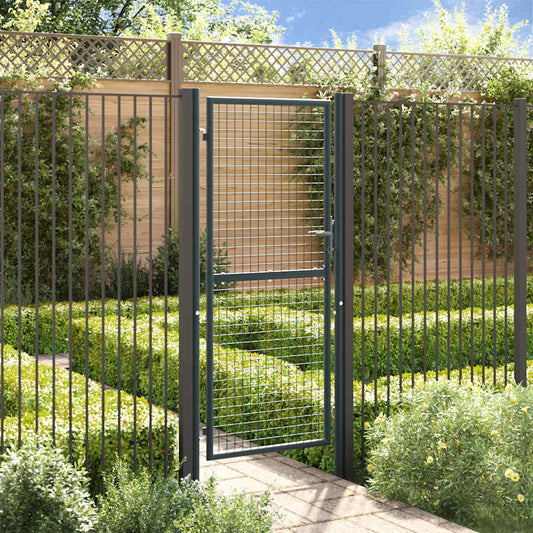 Mesh Garden Gate Galvanised Steel 100x200 cm Grey