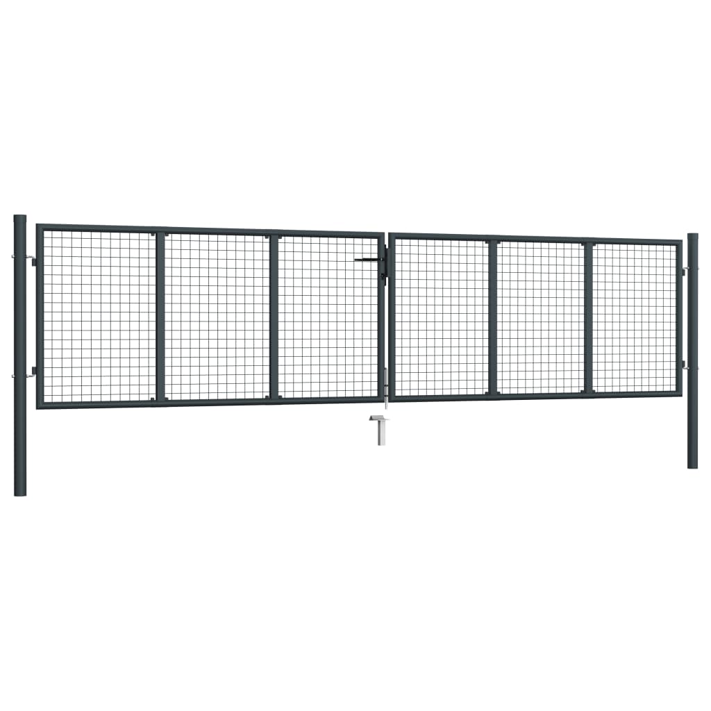 Mesh Garden Gate Galvanised Steel 400x100 cm Grey