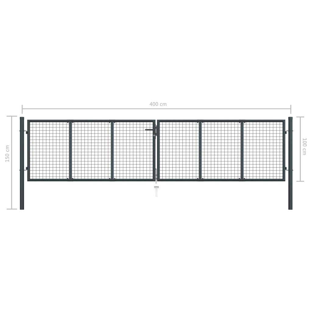 Mesh Garden Gate Galvanised Steel 400x100 cm Grey