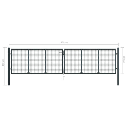 Mesh Garden Gate Galvanised Steel 400x100 cm Grey