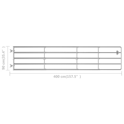 5 Bar Field Gate Steel (150-400)x90 cm Silver