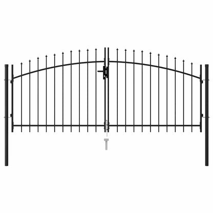 Fence Gate Double Door with Spike Top Steel 3x1.25 m Black