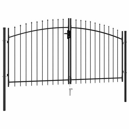 Fence Gate Double Door with Spike Top Steel 3x1.5 m Black