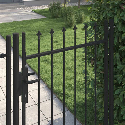 Fence Gate Single Door with Spike Top Steel 1x1.2 m Black