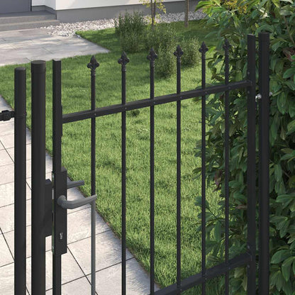 Fence Gate Single Door with Spike Top Steel 1x1.5 m Black