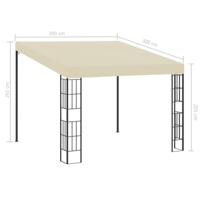 Wall-mounted Gazebo 3x3 m Cream Fabric