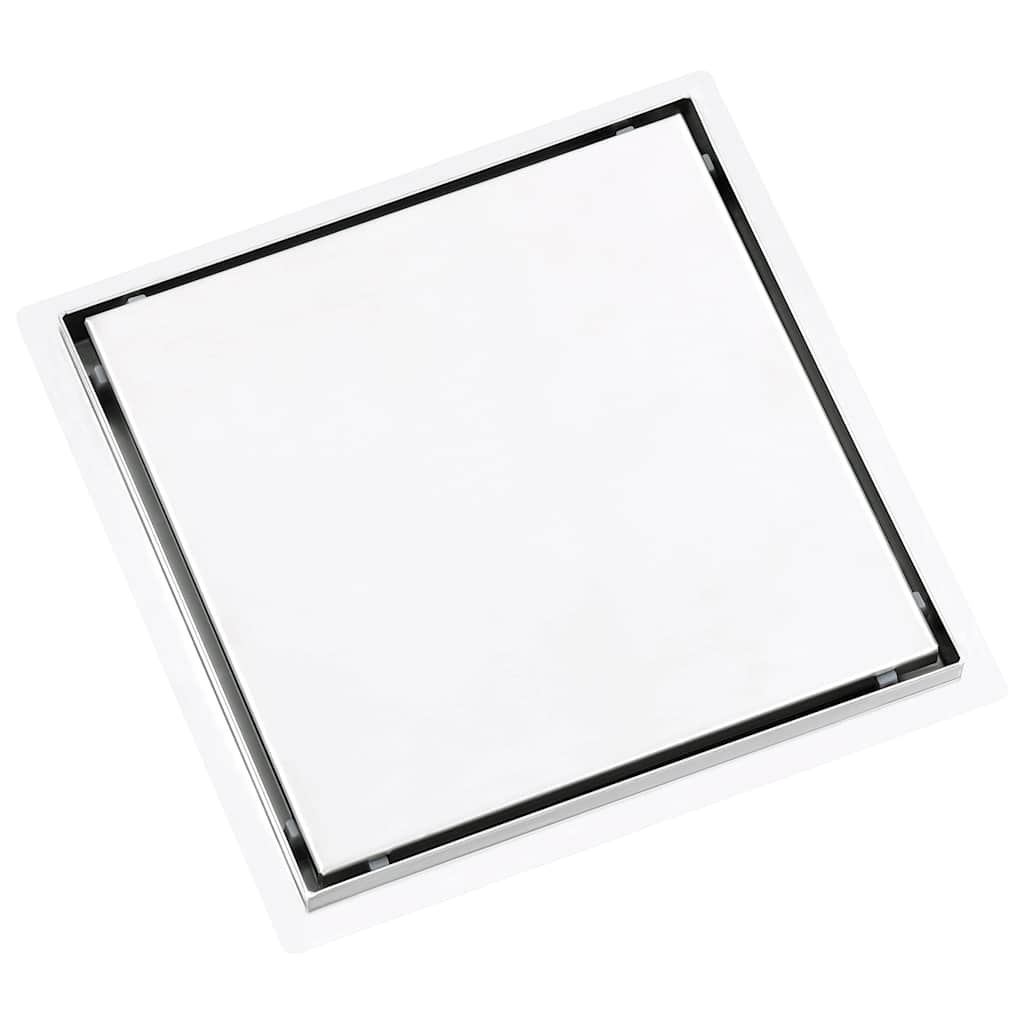 Shower Drain With 2-in-1 Flat and Tile Insert Cover 28x28 cm Stainless Steel