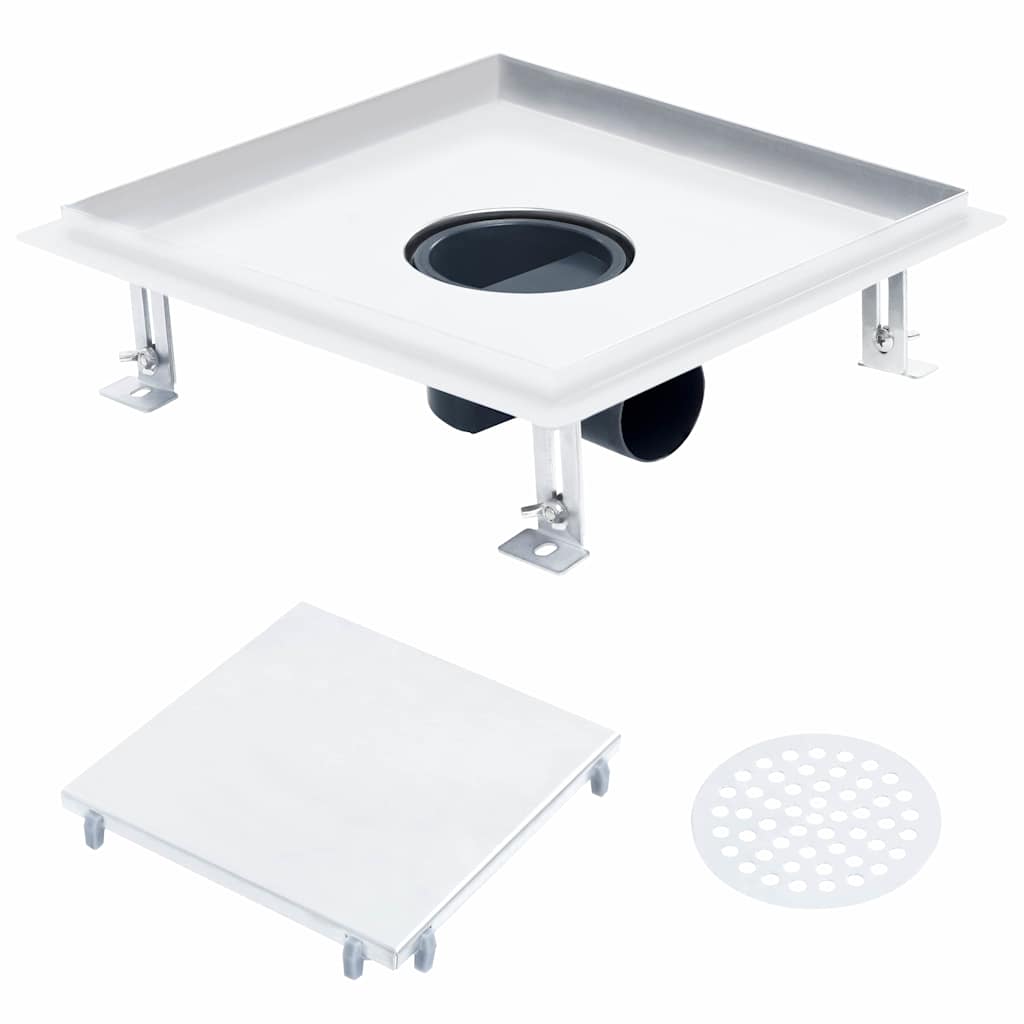 Shower Drain With 2-in-1 Flat and Tile Insert Cover 28x28 cm Stainless Steel
