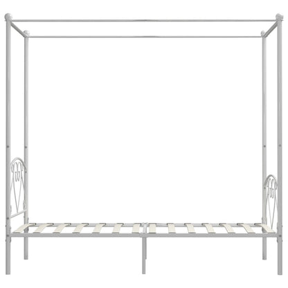 284428 vidaXL Canopy Bed Frame without Mattress White Metal 120x200 cm