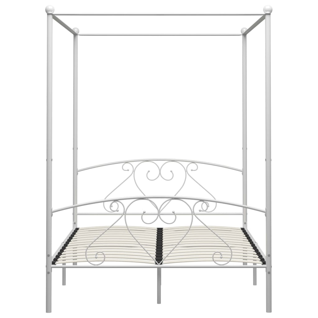 Bed Frame without Mattress with Canopy White 160x200 cm Metal