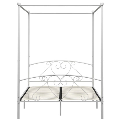 Bed Frame without Mattress with Canopy White 160x200 cm Metal