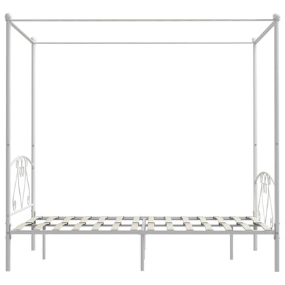 Bed Frame without Mattress with Canopy White 160x200 cm Metal
