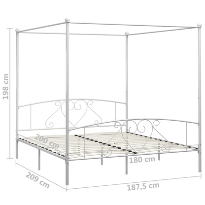 Bed Frame without Mattress with Canopy White 180x200 cm Super King Metal