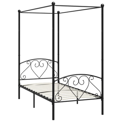 284435 vidaXL Canopy Bed Frame without Mattress Black Metal 120x200 cm