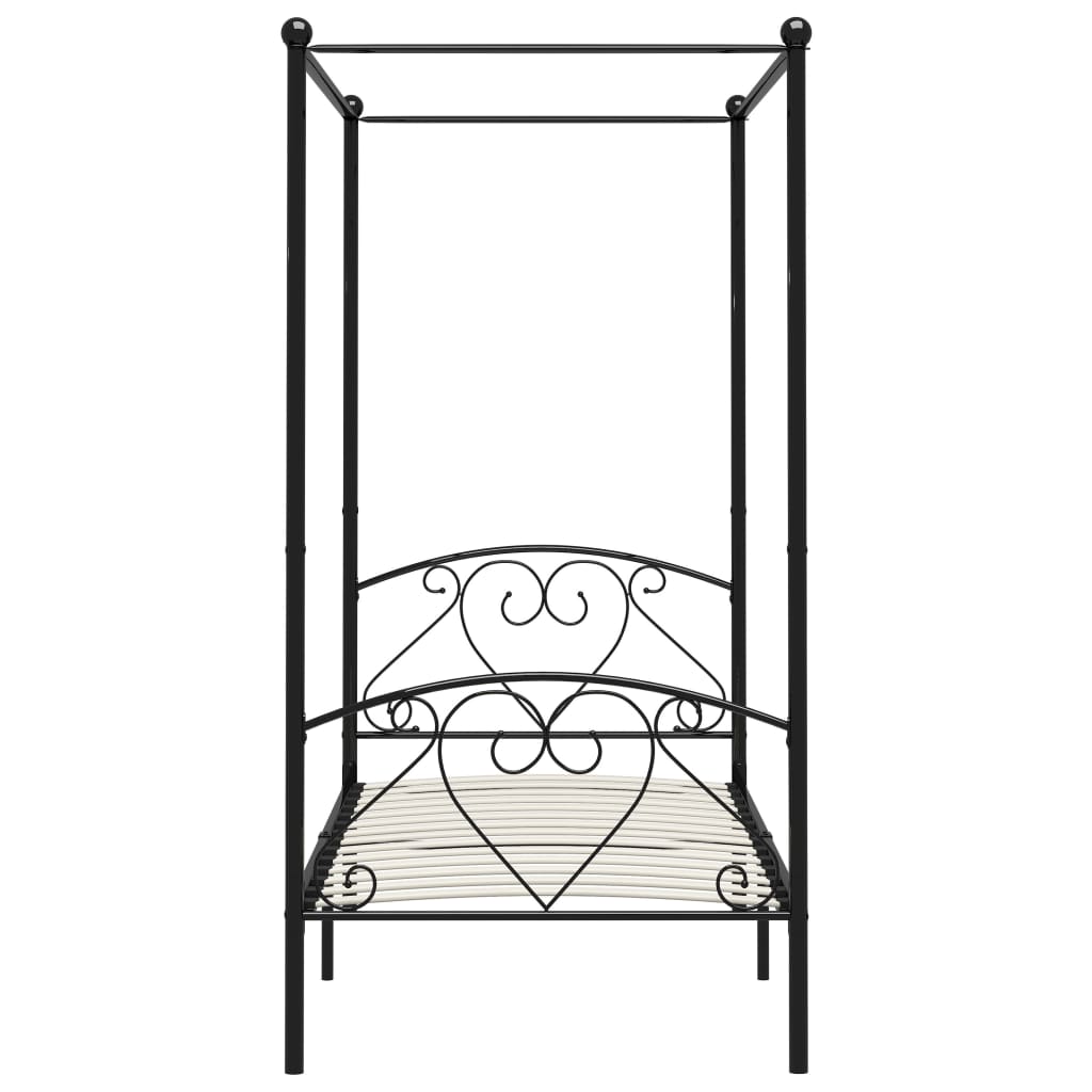 284435 vidaXL Canopy Bed Frame without Mattress Black Metal 120x200 cm