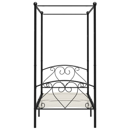 284435 vidaXL Canopy Bed Frame without Mattress Black Metal 120x200 cm