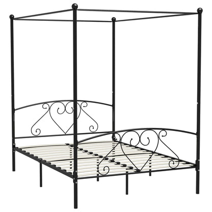 Bed Frame without Mattress with Canopy Black 160x200 cm Metal