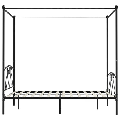 Bed Frame without Mattress with Canopy Black 160x200 cm Metal