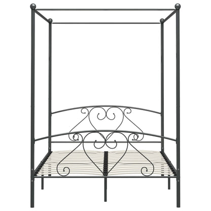 284444 vidaXL Canopy Bed Frame without Mattress Grey Metal 160x200 cm
