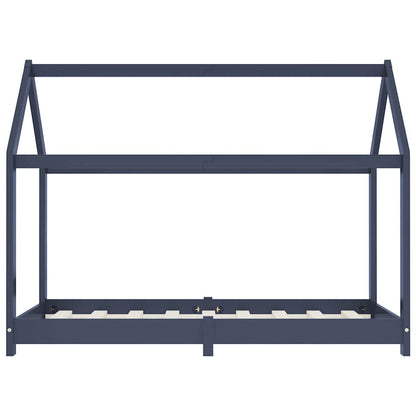 Kids Bed Frame Grey Solid Pine Wood 70x140 cm