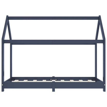 Kids Bed Frame Grey Solid Pine Wood 80x160 cm