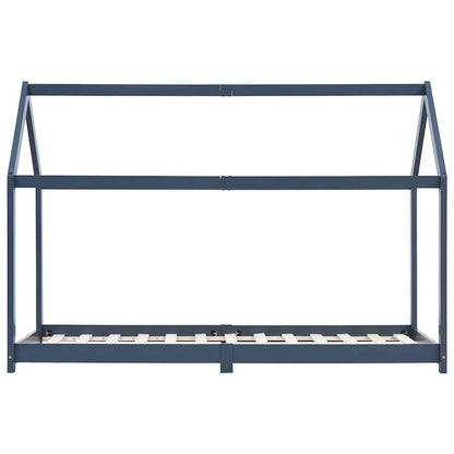 Kids Bed Frame Grey Solid Pine Wood 90x200 cm