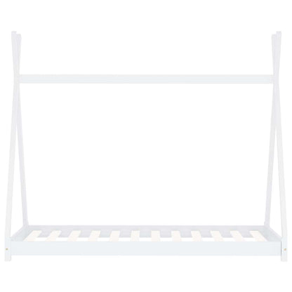 Kids Bed Frame White Solid Pine Wood 80x160 cm