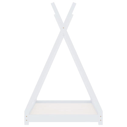 Kids Bed Frame White Solid Pine Wood 80x160 cm