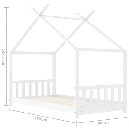 Kids Bed Frame White Solid Pine Wood 80x160 cm