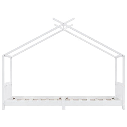 Kids Bed Frame White Solid Pine Wood 90x200 cm