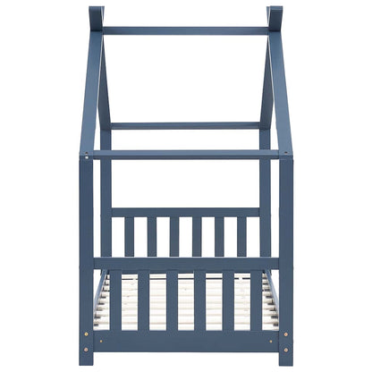 Kids Bed Frame Grey Solid Pine Wood 80x160 cm