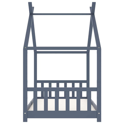 Kids Bed Frame Grey Solid Pine Wood 90x200 cm