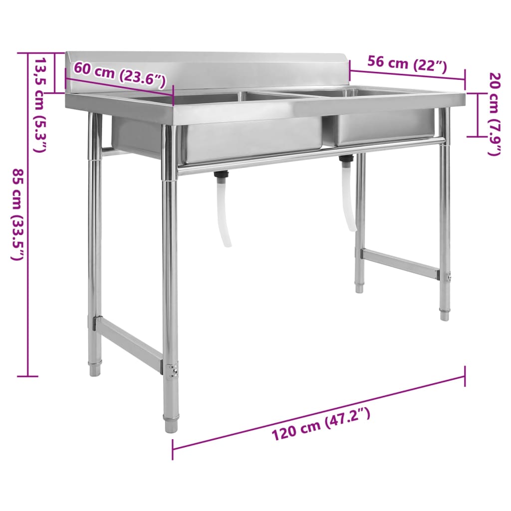 Kitchen Sink Double Basin Stainless Steel