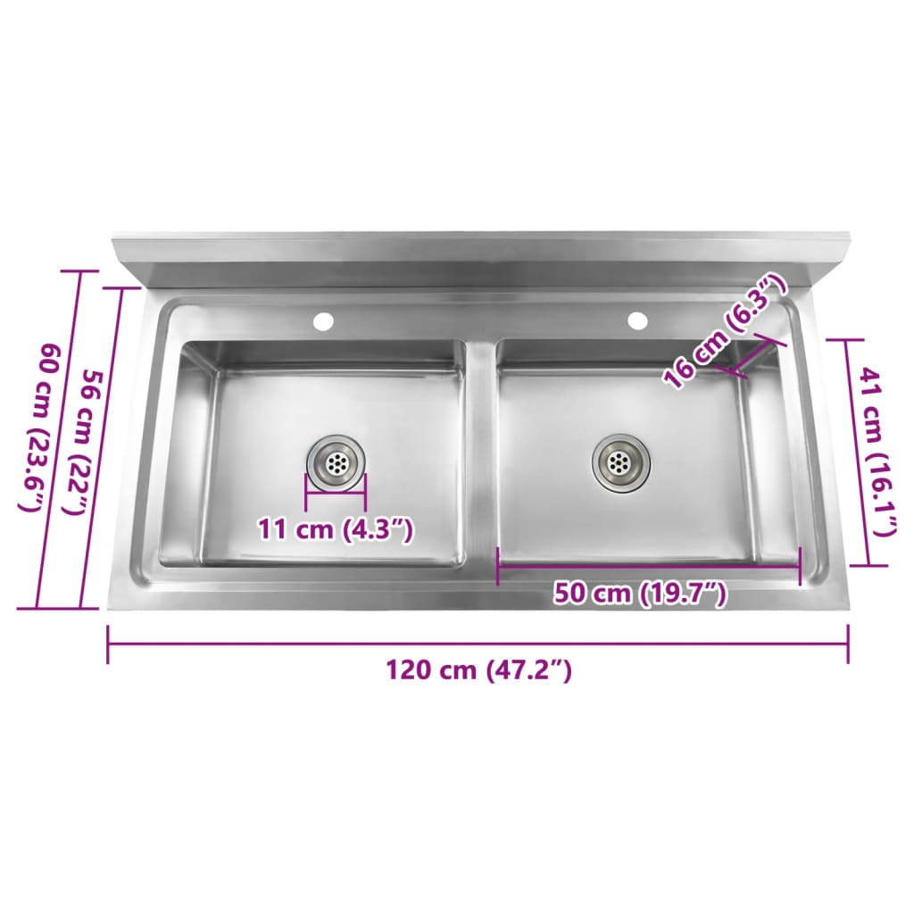Kitchen Sink Double Basin Stainless Steel