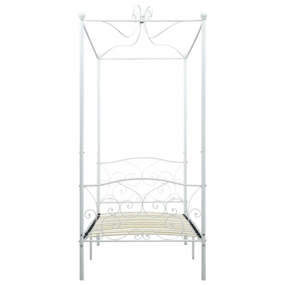 284468 vidaXL Canopy Bed Frame without Mattress White Metal 90x200 cm