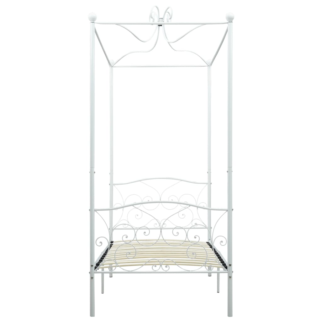 284469 vidaXL Canopy Bed Frame without Mattress White Metal 100x200 cm