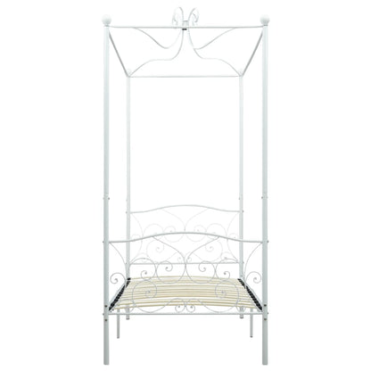 284469 vidaXL Canopy Bed Frame without Mattress White Metal 100x200 cm
