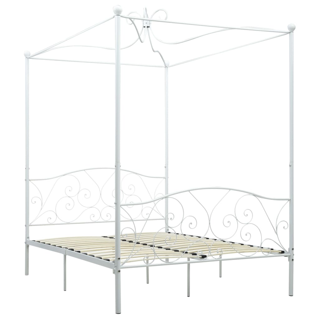 Bed Frame without Mattress with Canopy White 140x200 cm Metal