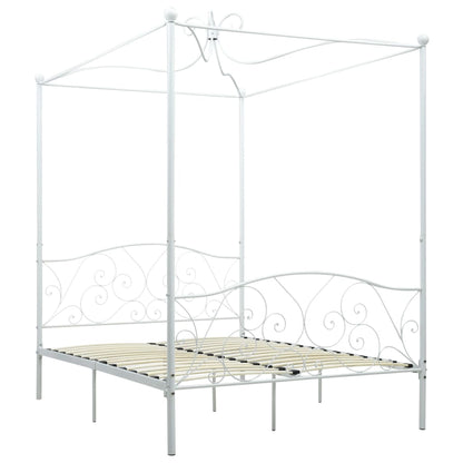 Bed Frame without Mattress with Canopy White 140x200 cm Metal