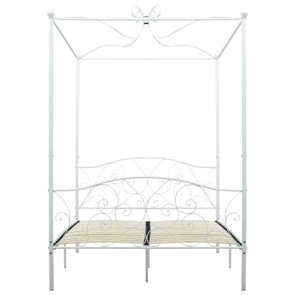 Bed Frame without Mattress with Canopy White 140x200 cm Metal