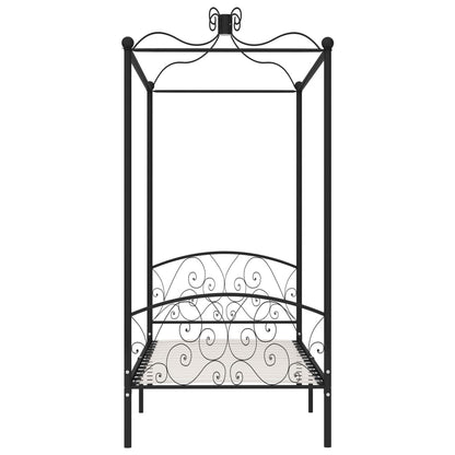 284475 vidaXL Canopy Bed Frame without Mattress Black Metal 100x200 cm