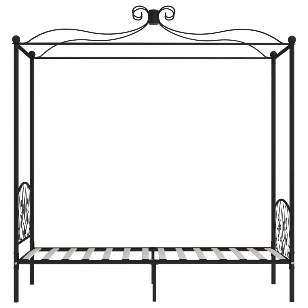 284475 vidaXL Canopy Bed Frame without Mattress Black Metal 100x200 cm