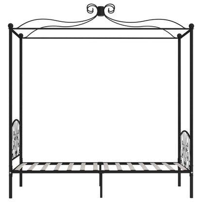 284475 vidaXL Canopy Bed Frame without Mattress Black Metal 100x200 cm