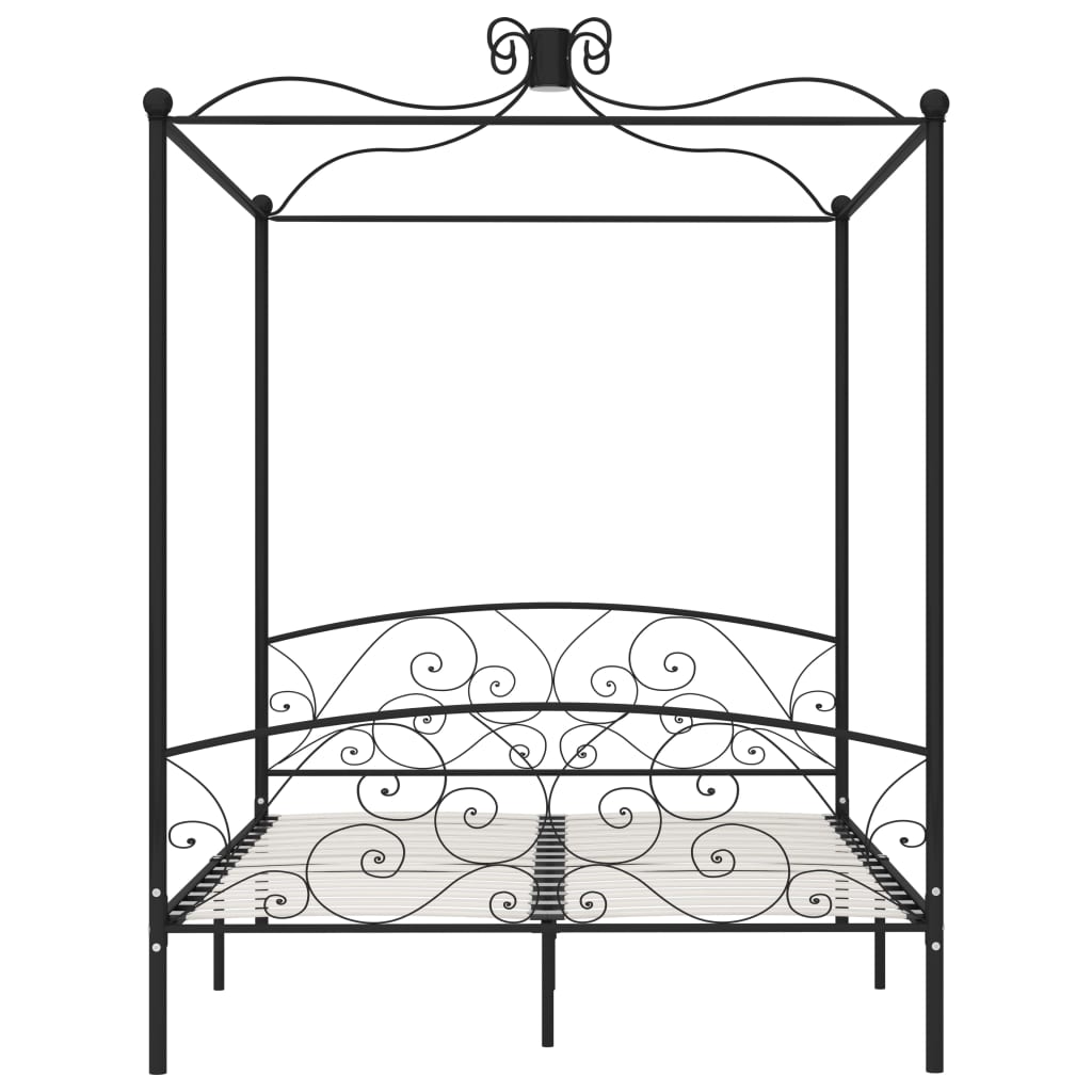 284479 vidaXL Canopy Bed Frame without Mattress Black Metal 180x200 cm Super King