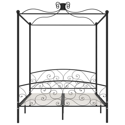 284479 vidaXL Canopy Bed Frame without Mattress Black Metal 180x200 cm Super King