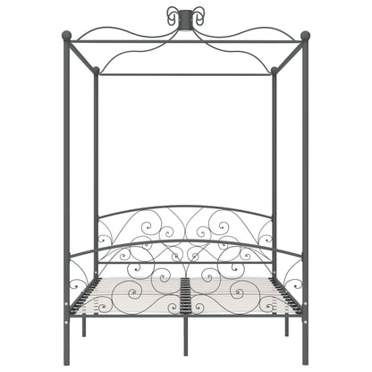 284482 vidaXL Canopy Bed Frame without Mattress Grey Metal 120x200 cm