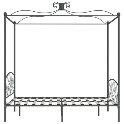 284483 vidaXL Canopy Bed Frame without Mattress Grey Metal 140x200 cm