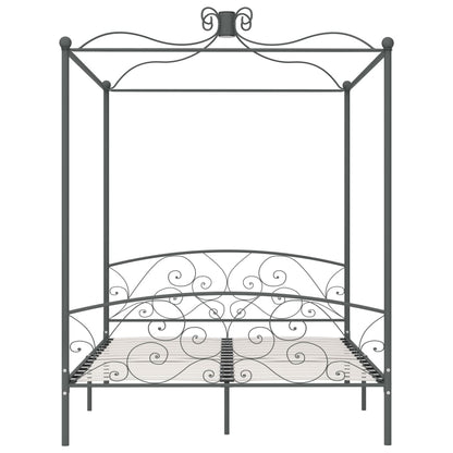 284485 vidaXL Canopy Bed Frame without Mattress Grey Metal 180x200 cm Super King