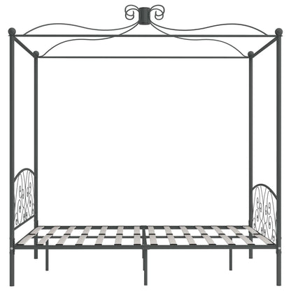 284485 vidaXL Canopy Bed Frame without Mattress Grey Metal 180x200 cm Super King