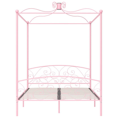 284490 vidaXL Canopy Bed Frame without Mattress Pink Metal 160x200 cm
